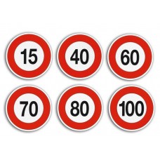 Наклейка. Ограничение скорости 40-100 км/ч (d=200мм.)