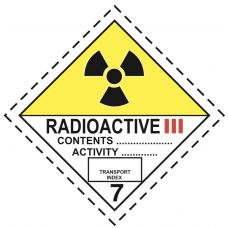 Инф.табло, класс 7D Радиоактивные материалы. (Наклейка,300х300мм) 