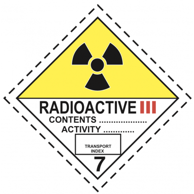 Инф.табло, класс 7С Радиоактивные материалы. (250х250мм) 